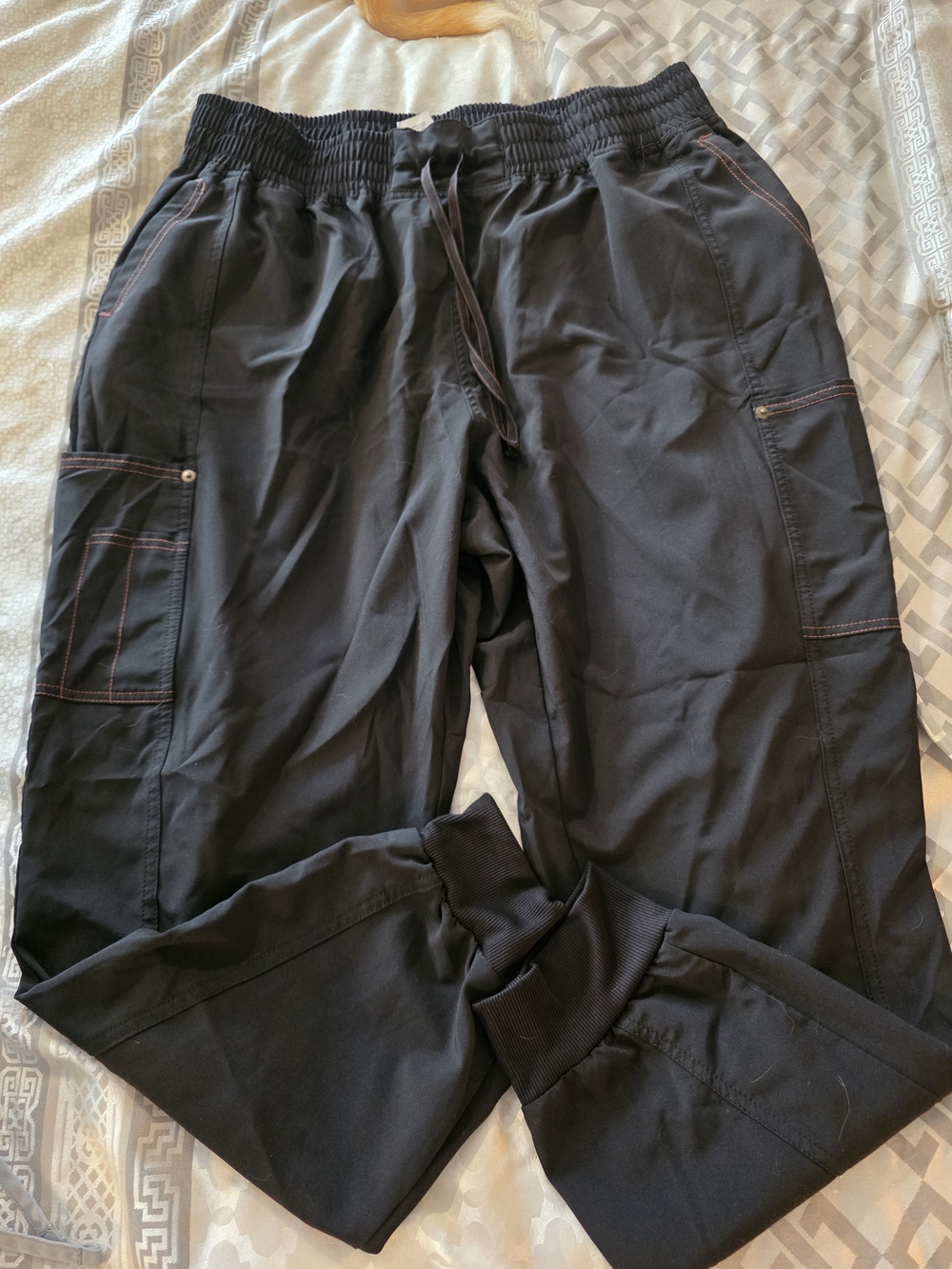 Dickies Black Cargo Jogger Pants with Contrast Stitching